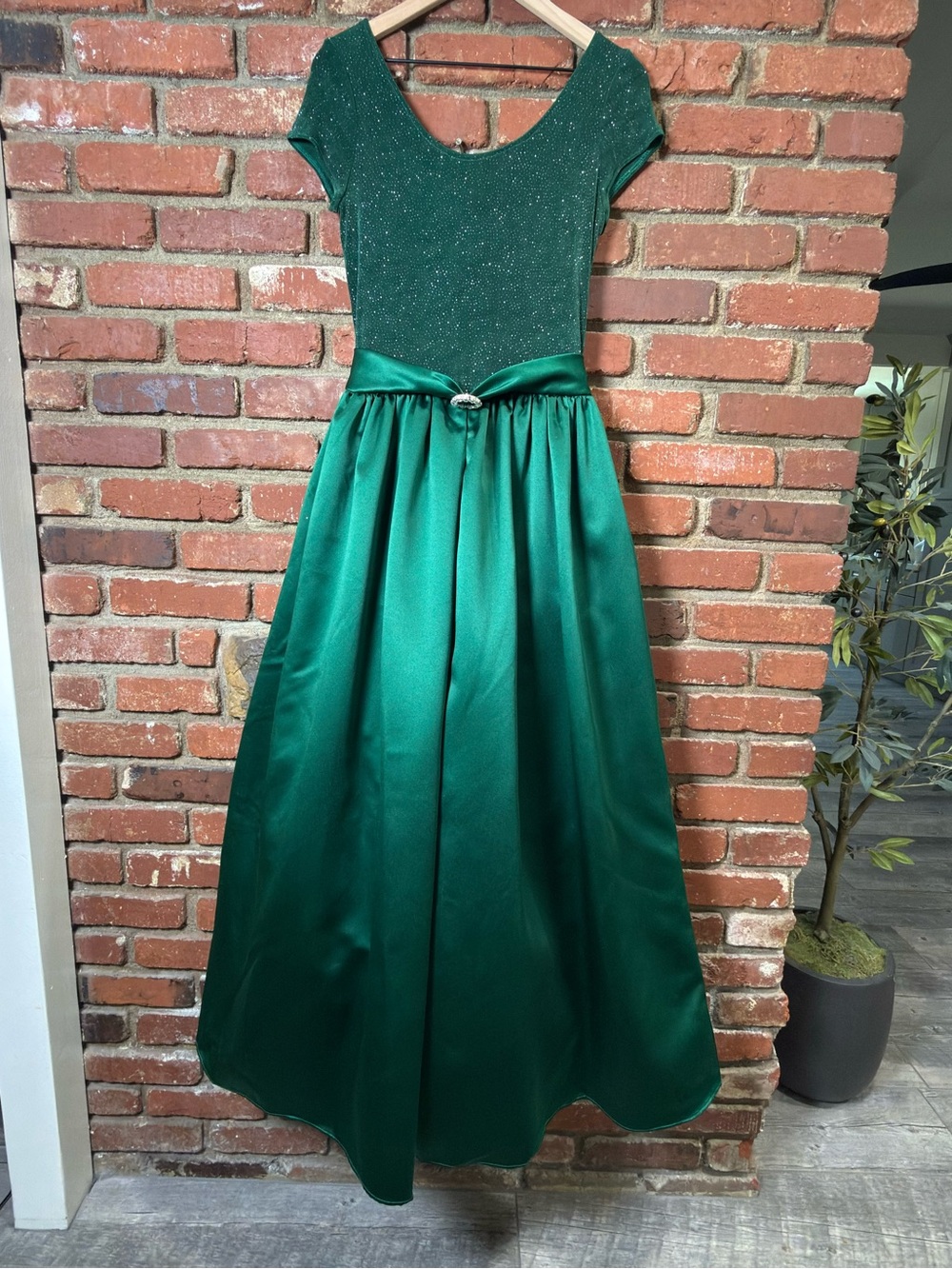 Jessica McClintock Gunne Sax vintage green Formal Gown small Maxi Prom FLAWED